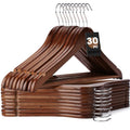 30-Pack Wooden Clothes Hangers with Rotatable Hook B537