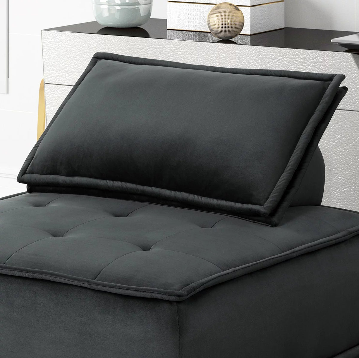 Armless Lounge Chair with Tufted Seat and Removable Cushion Cover T33876