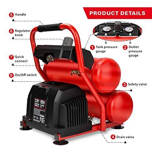 2 Gal Twin Stack Portable Air Compressor 125 PSI C1137