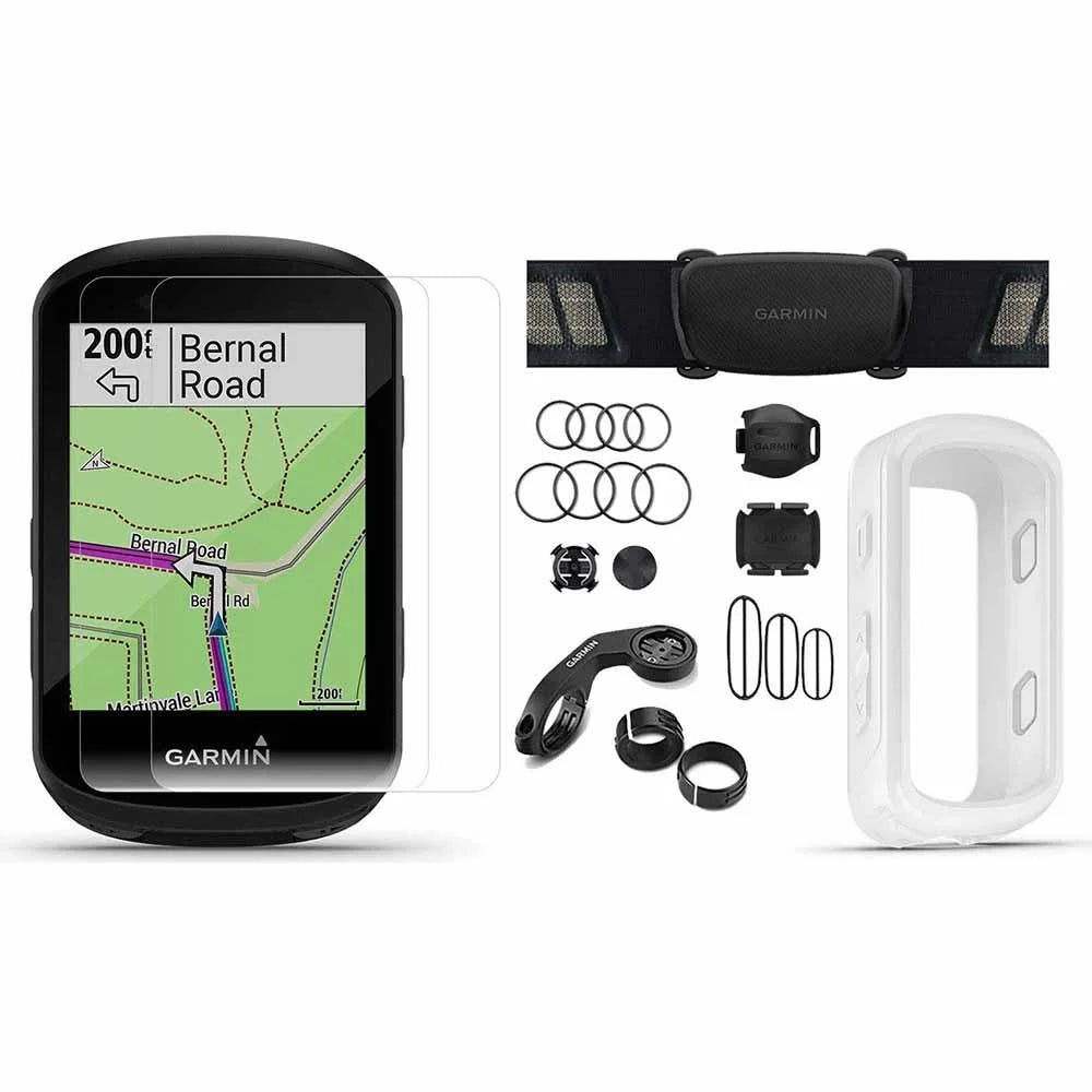 Bike Computer Bundle with White Silicone Case & HD Tempered Glass Screen Protectors (x2) Q14148