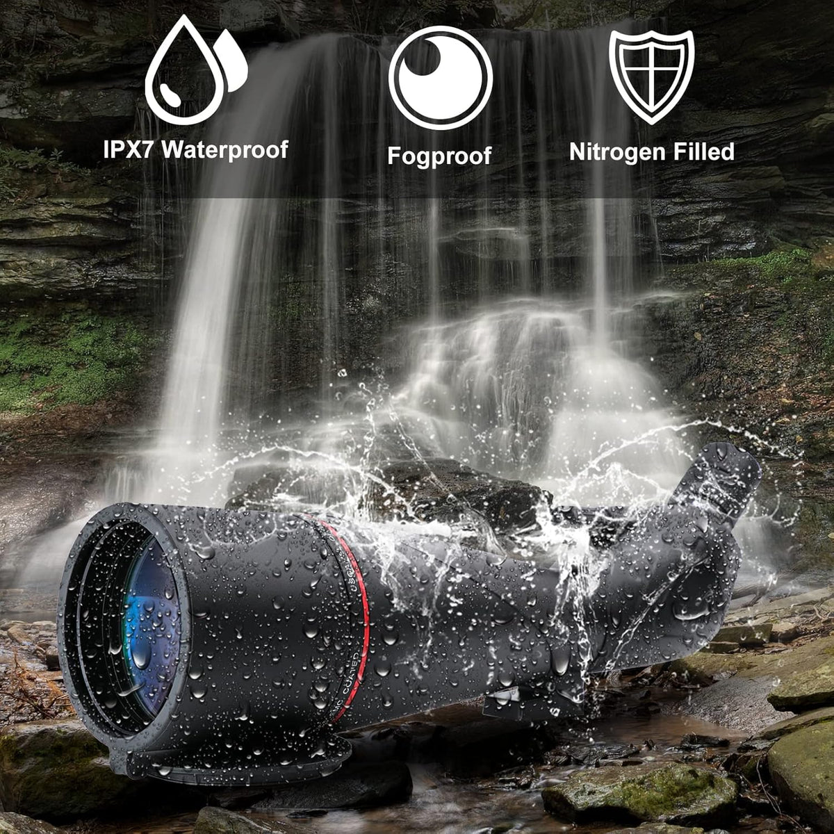 20-60x80 Waterproof BAK4 Spotting Scope with Tripod E116