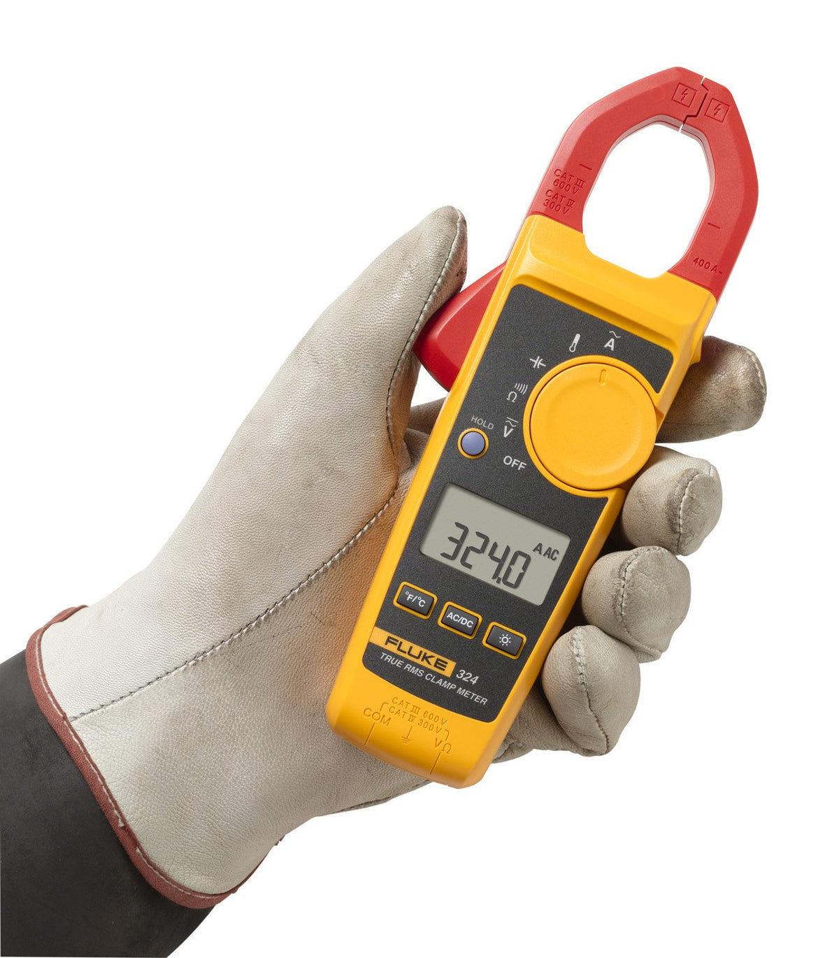 True-RMS Clamp Meter with Temperature & Capacitance, AC Current Up To 400 A, AC/DC Voltage Up to 600 V, Backlit Display, Resistance Up To 4000 Ohms D132
