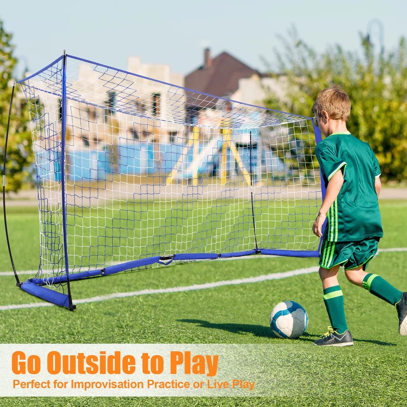 Blue 12 ft x 6 ft Portable Soccer Goal M372258