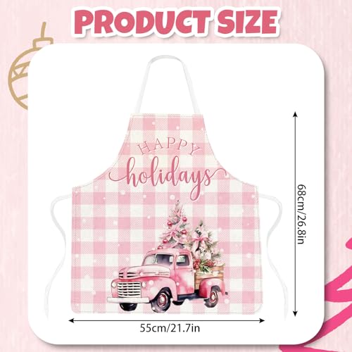 4Pcs Pink Christmas Kitchen Cooking Aprons A64332
