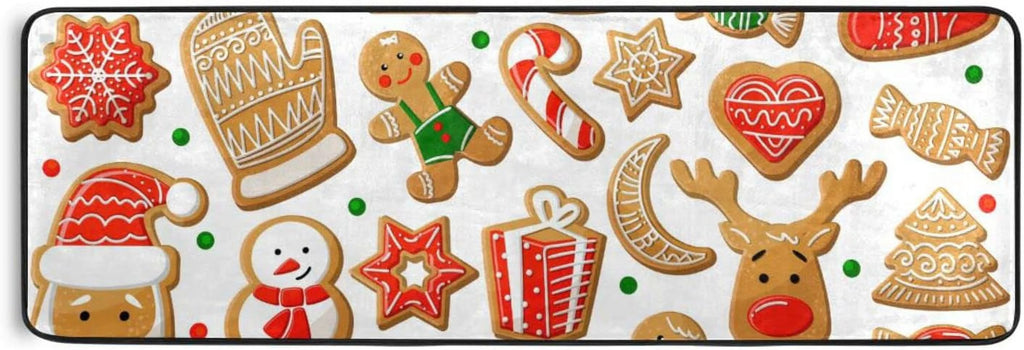 2x6 Feet Gingerbread Cookie Christmas Runner Rug with Rubber Backing X4579