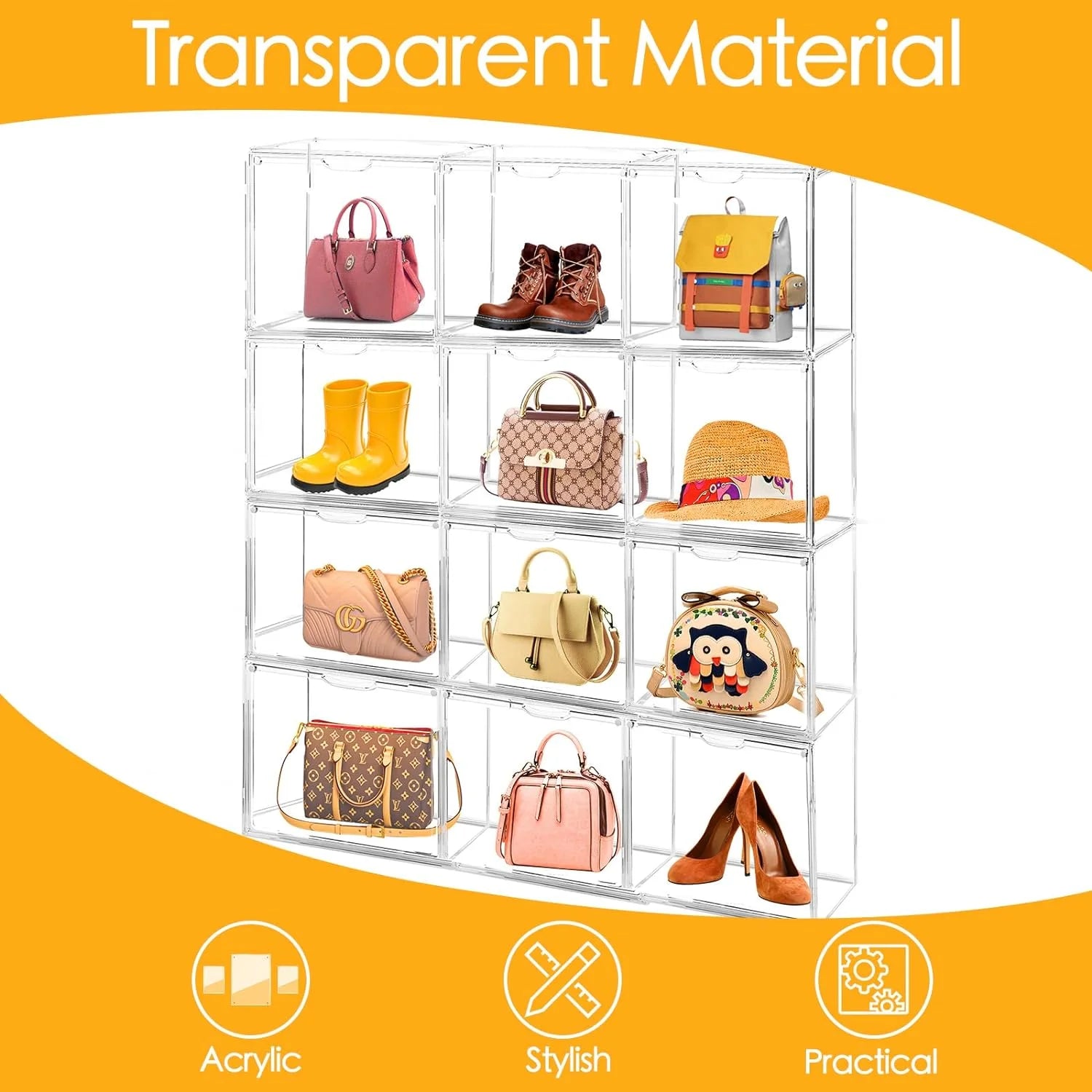 6Pack Clear Acrylic Storage Box with Magnetic Door P69568