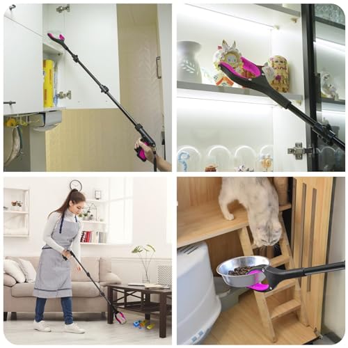 Pink Foldable Reacher Grabber Tool with 360° Rotating Jaw C15155