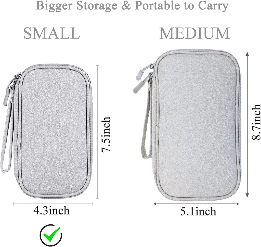 Compact Light Grey Travel Electronics Organizer Bag Y9743