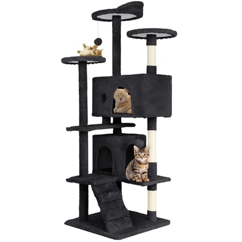 Dark Gray Multi-Level Cat Tree with Scratching Posts P58186