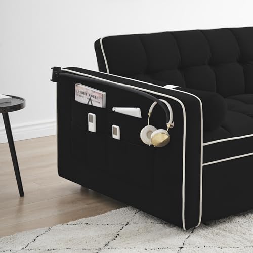 Beige Convertible Sleeper Sofa with Pullout Bed D57629