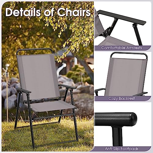 Portable Folding Chairs with Metal Frame & Armrest (4) I1681