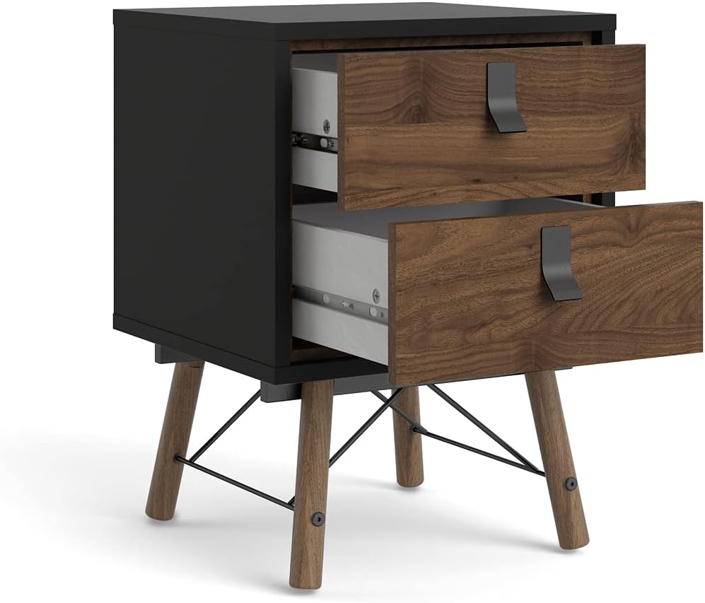 Black Matte 2 Drawer Nightstand V775173