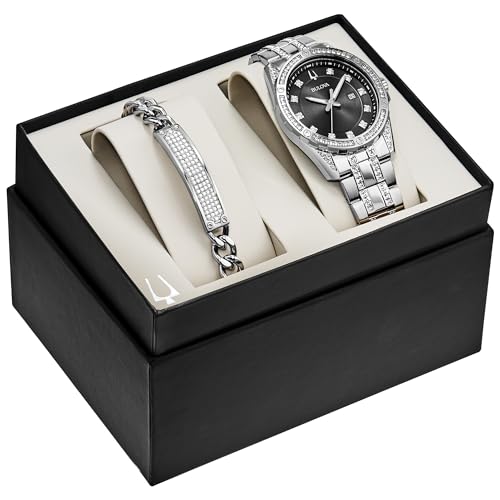Crystal Accented Quartz Watch and ID Bracelet Gift Set V766072