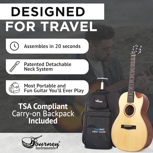 Travel Guitar with Collapsible Patented System Portable Backpack Case African Mahogany V83230