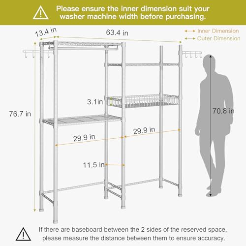 3 Tier Adjustable Height Storage Shelf with Wire Basket and 2 Hooks F236172