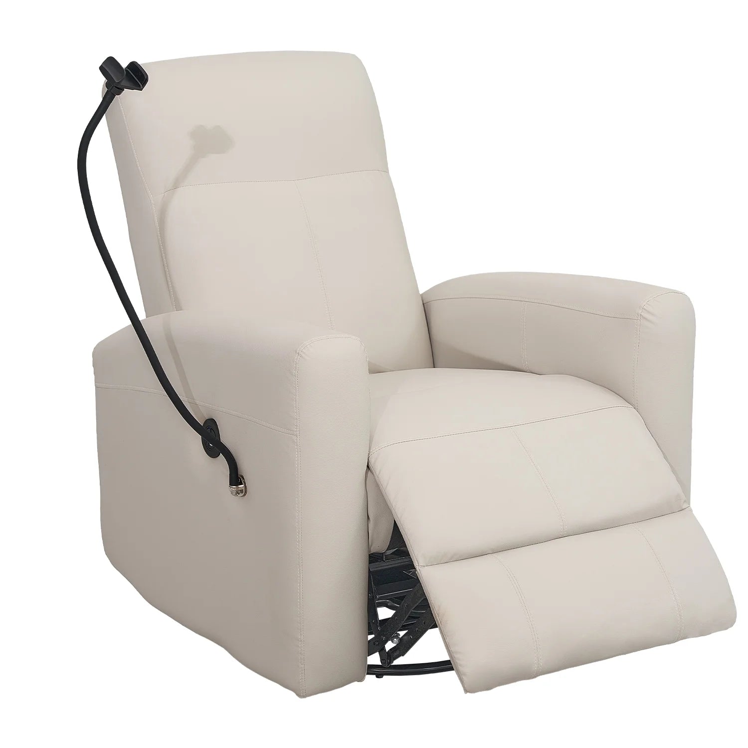 Creamy White Swivel Rocking Power Recliner Chair with USB Port W8282