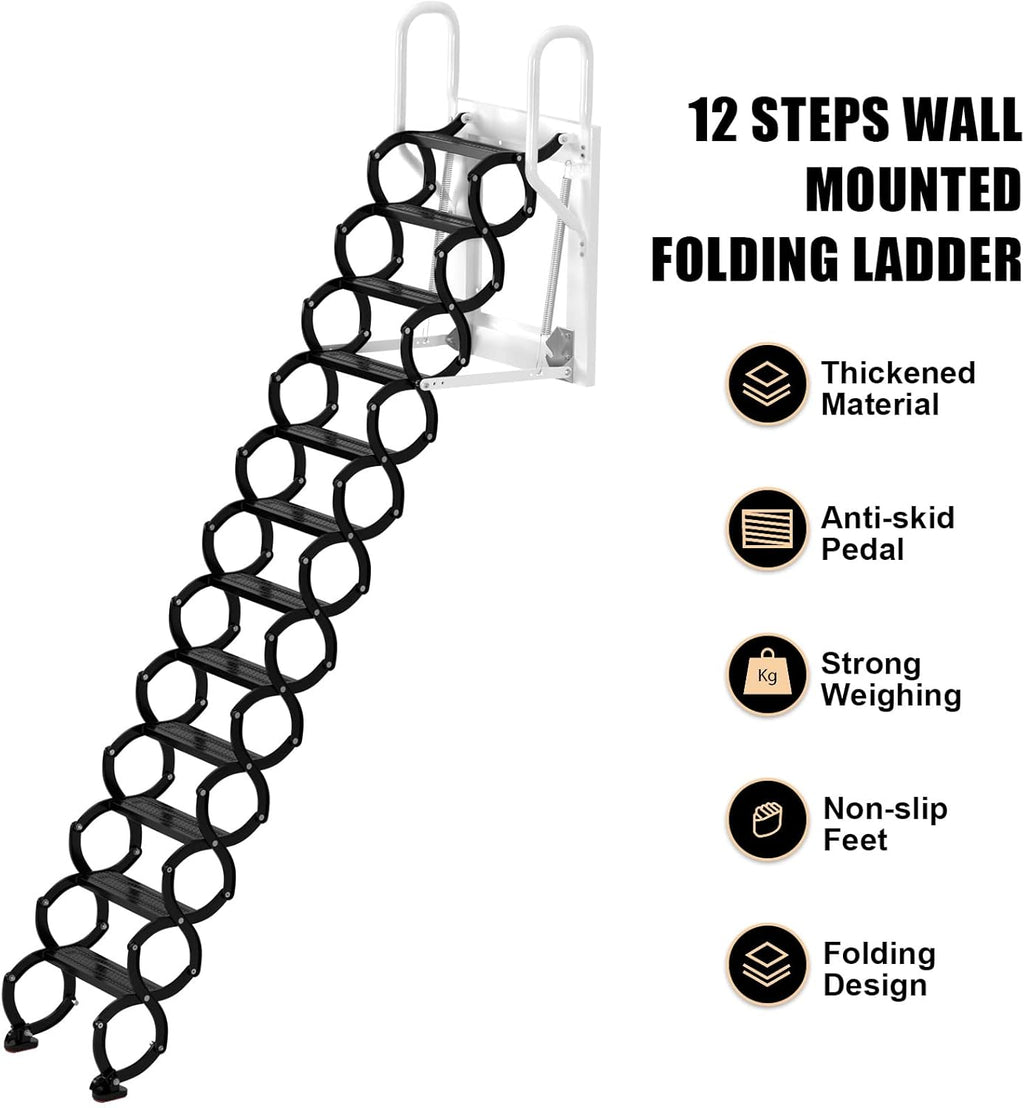 Black Wall Mounted Folding Attic Stairs R153523