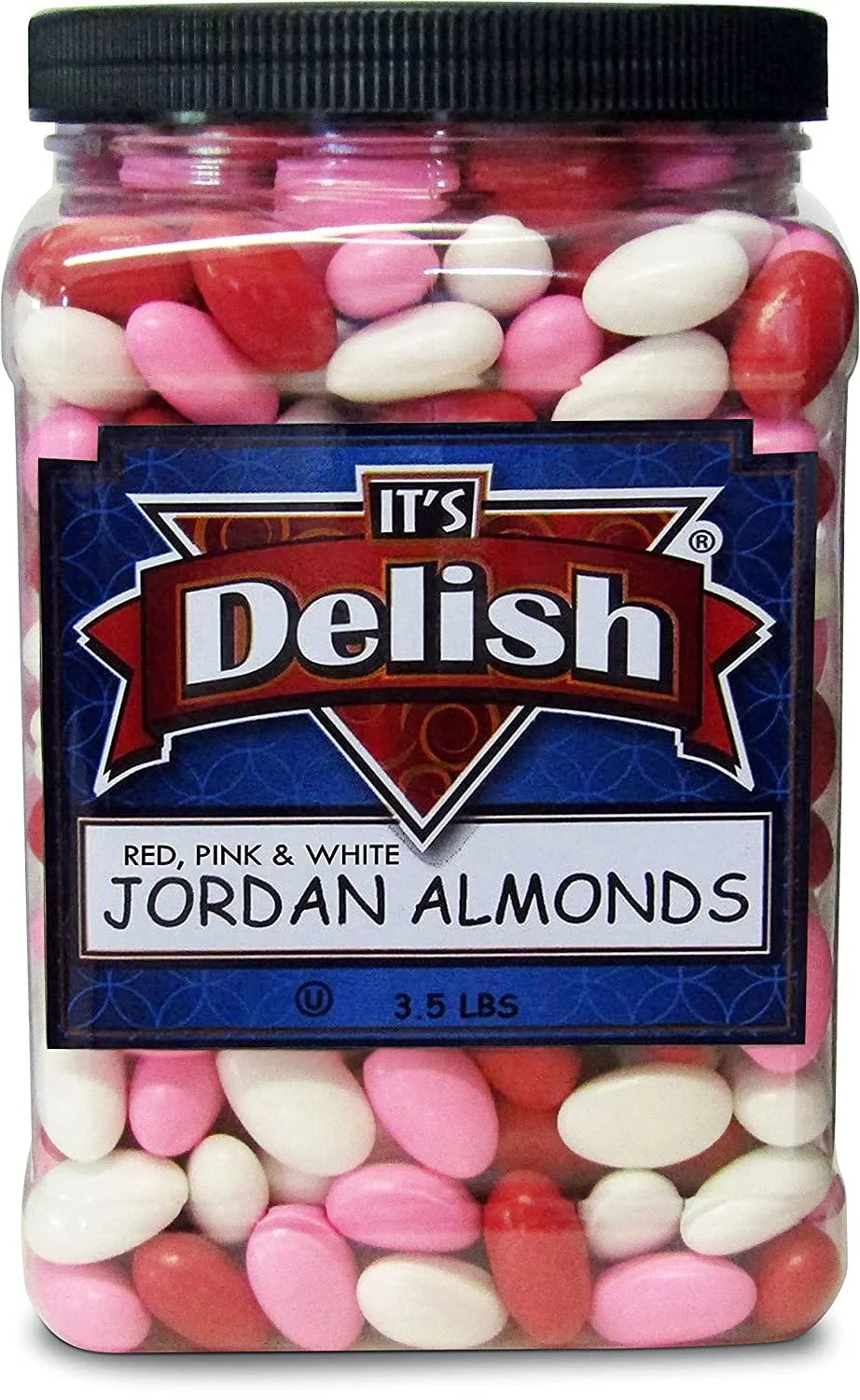 Red Pink & White Jordan Almonds Mix, 3.5 LBS Jumbo Container Q5567