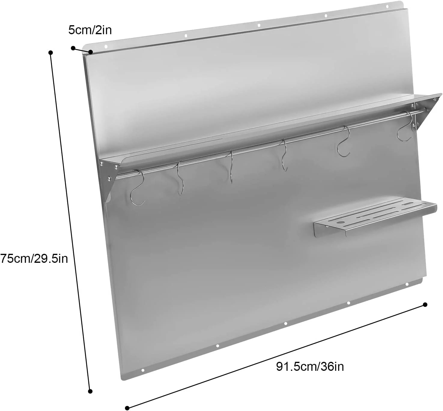 Stainless Steel Backsplash with Shelf (36x 29.5 Inch) B557916