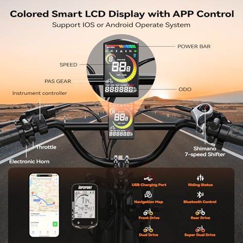 2000W Electric Bike with 48V Battery 20"x4.0" Fat Tires Q540643
