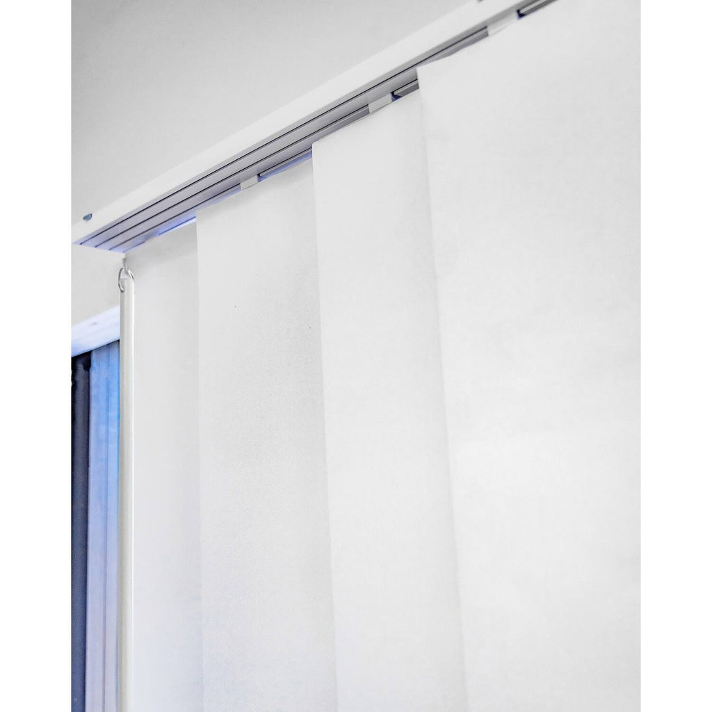 Blackout Adjustable Sliding Panel Track Blind, Up to 86 inchw x 96 inchh, Ivory X163