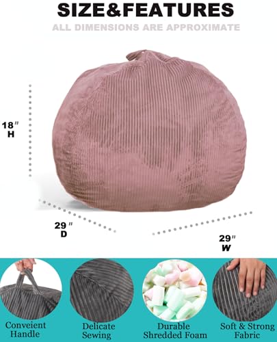 3Ft Faux Fur Memory Foam Bean Bag Chair Blue T9285