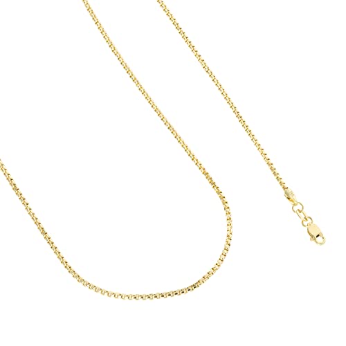 14k Yellow Gold 1.5mm Round Box Chain Venetian Link Pendant Necklace 16" 18" 20" 22" 24" 26" 28" 30" R99094