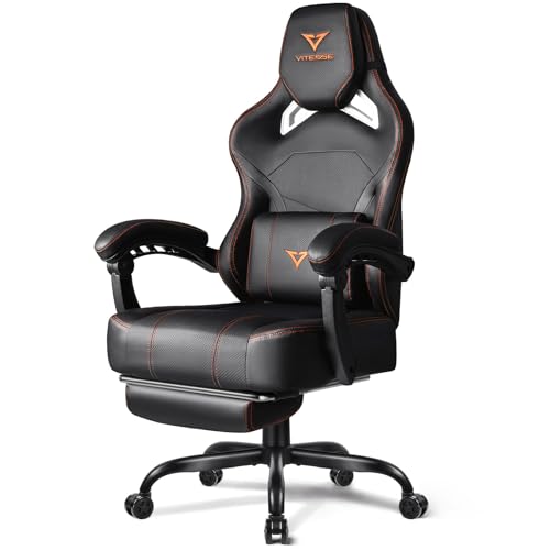 Big and Tall Gaming Chair with Footrest, Ergonomic Computer Chair (Black+Red) S5500