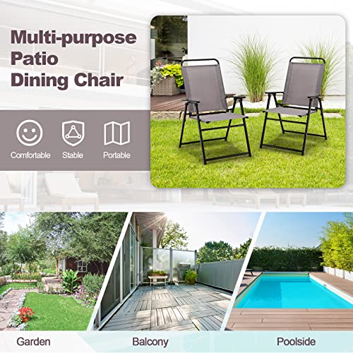 Portable Folding Chairs with Metal Frame & Armrest (4) I1681