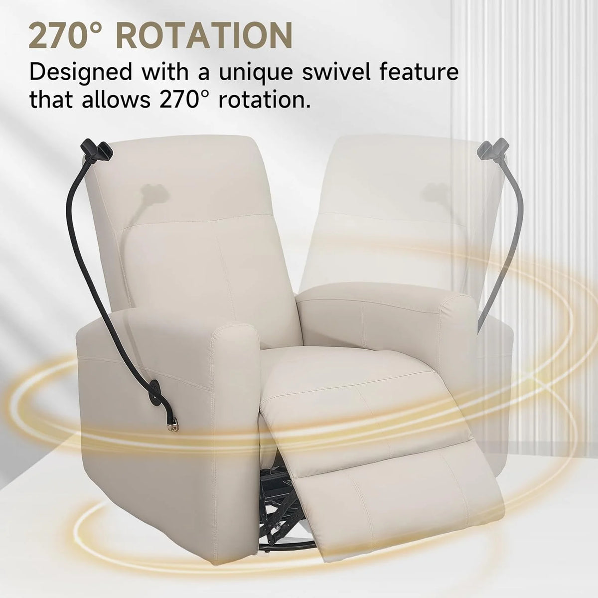 Creamy White Swivel Rocking Power Recliner Chair with USB Port W8282