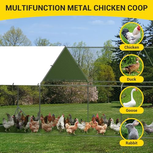 Large Metal Chicken Coop with Waterproof Cover 9.8 x 13.1 x 6.6ft H280