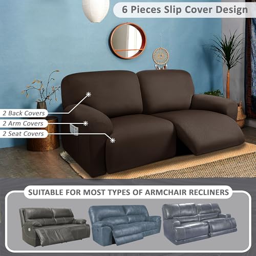 8-Pieces Dark Grey Stretch Recliner Sofa Covers Q168