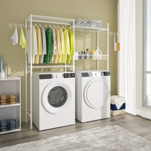 3 Tier Adjustable Height Storage Shelf with Wire Basket and 2 Hooks F236172