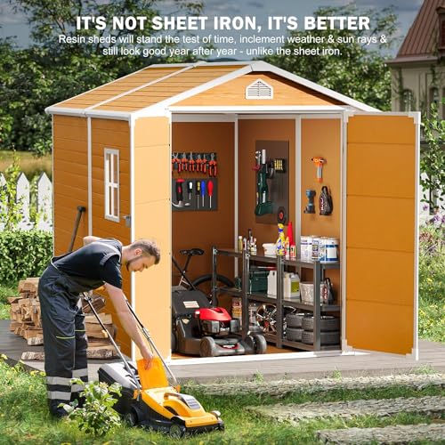 8x6 Feet Resin Storage Shed with Floor, Dove Grey F449