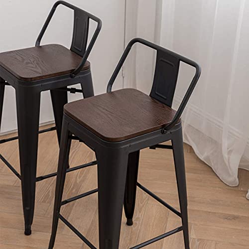 Distressed White 30 Inch Metal Bar Stools Set of 4 K3604