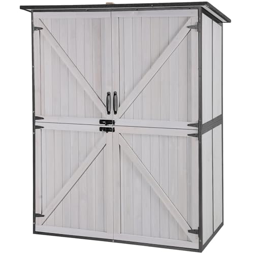 Outdoor Storage Shed with Metal Frame and Adjustable Shelfs (Brown) Z856