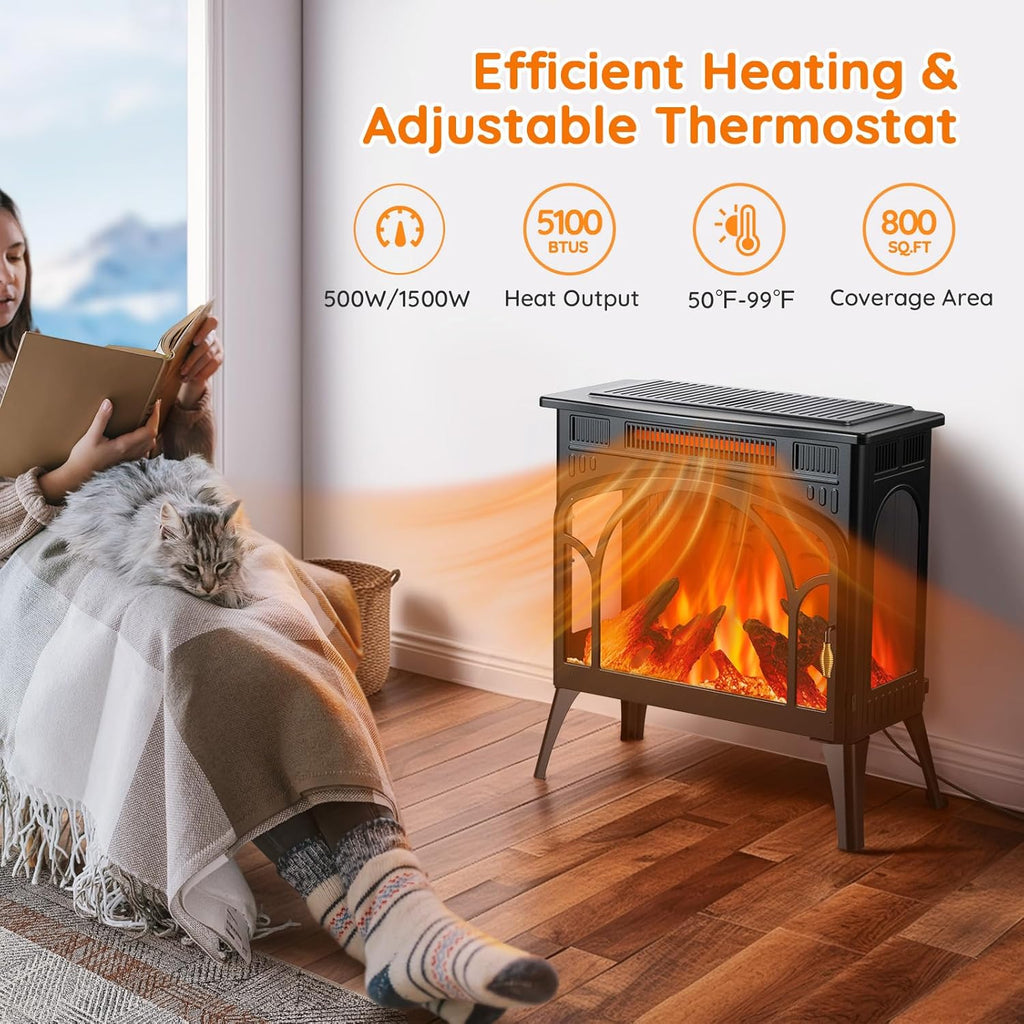 1500W Infrared Electric Fireplace Heater with 3D Flame Effect X759