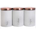 3 Piece Matte White Sugar Coffee Tea Canister Set D717264