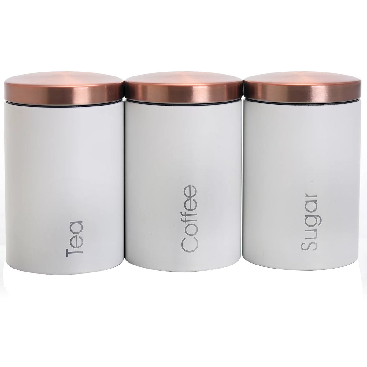 3 Piece Matte White Sugar Coffee Tea Canister Set D717264