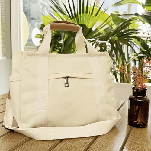Canvas Tote Bag with Multiple Pockets G784581