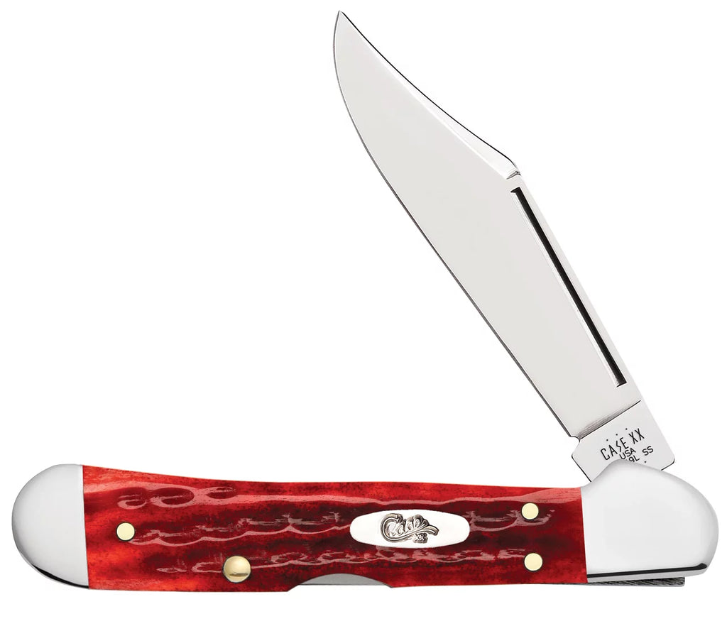 Pocket Worn 3.63" Blade Red Bone Handle Mini Copperlock Knife A189