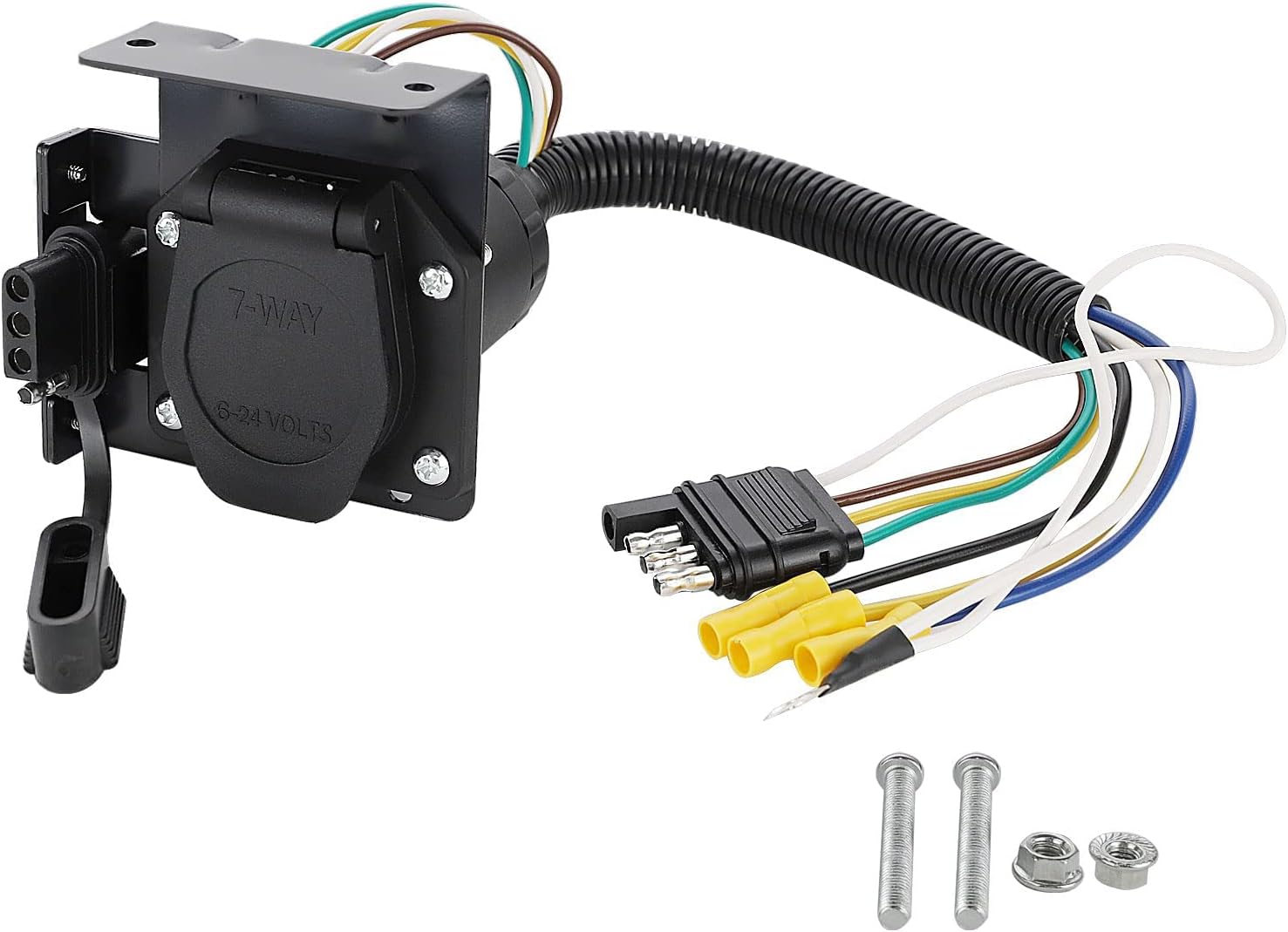 4-Way Flat to 7-Way RV Blade Trailer Wiring Adapter Connector Kit U131612