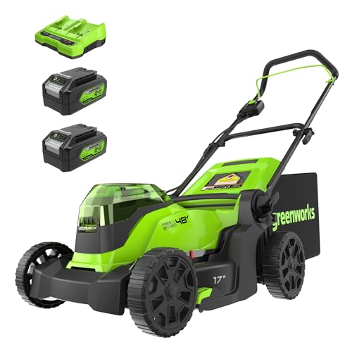 48V 17" Brushless Cordless Push Lawn Mower with 4.0Ah Batteries and Dual Port Rapid Charger D79665