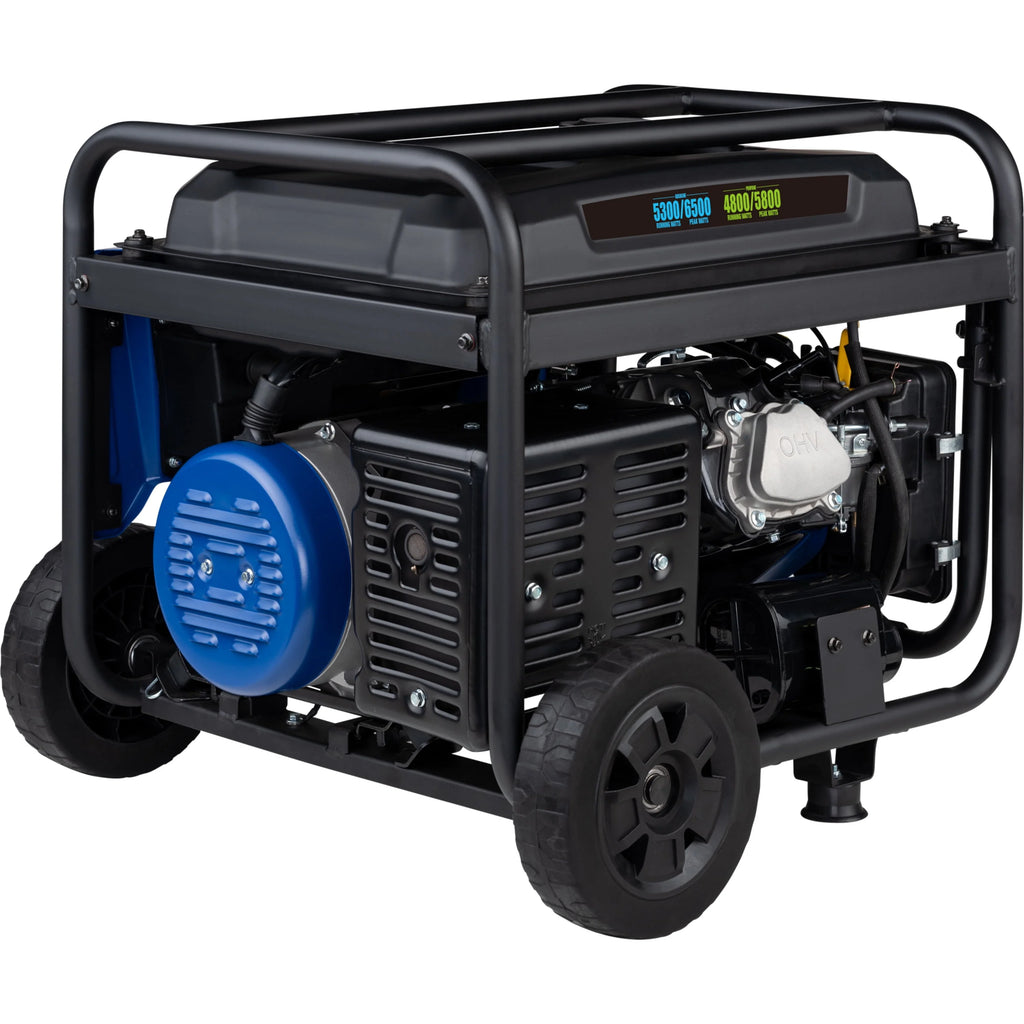 6500 Peak Watt Dual Fuel Portable Generator with CO Sensor and Wheel Kit F41062
