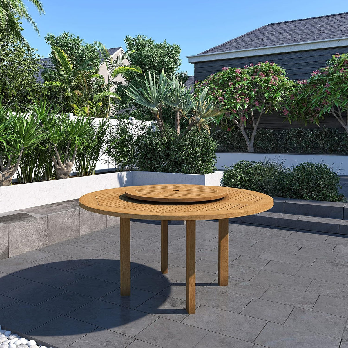 7-Piece Round Dining Set, Eucalyptus Wood, Brown H8065