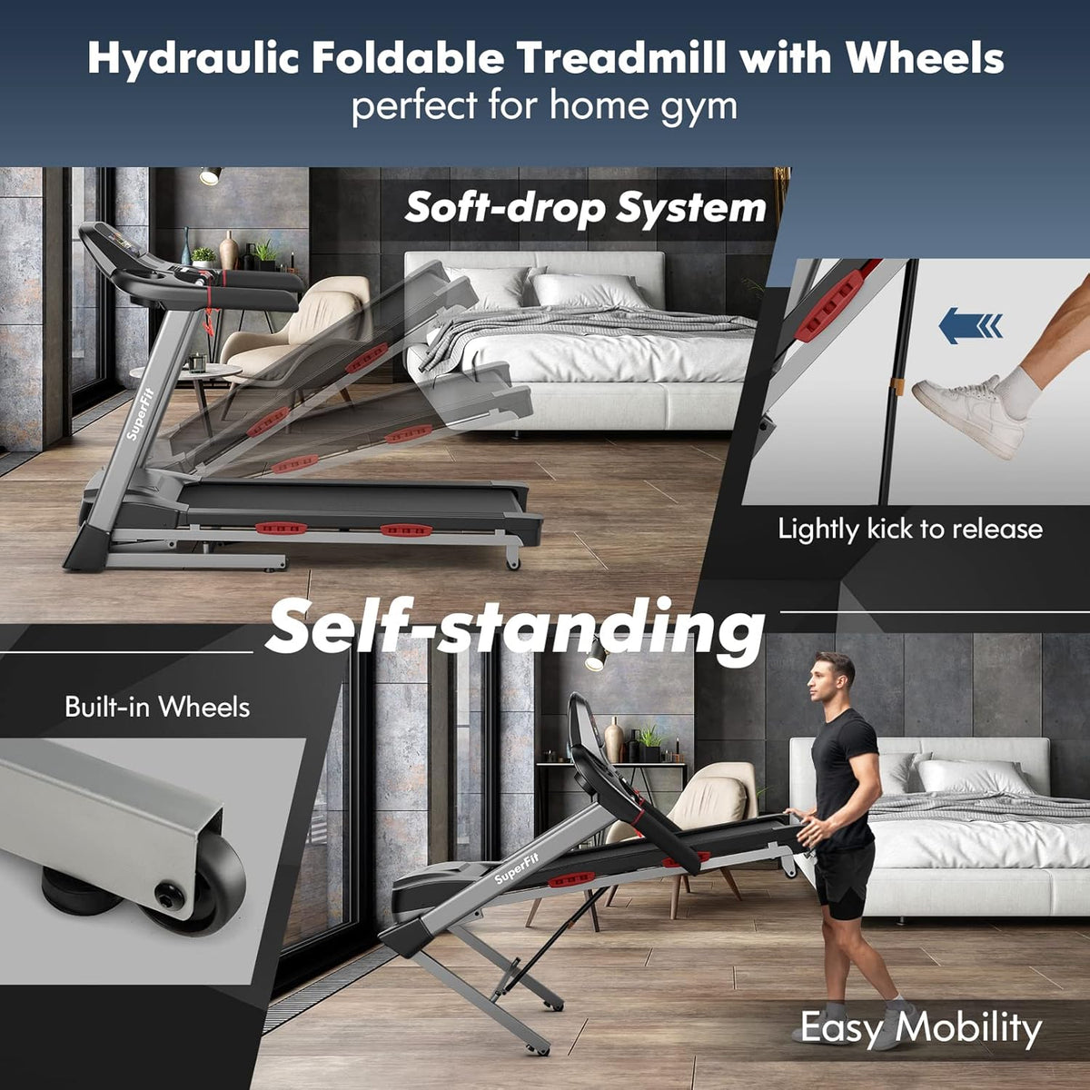 Foldable Treadmill with 15% Auto Incline Z88747
