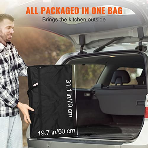 Brown Aluminum Folding Camping Kitchen Table with Storage Carrying Bag B147501