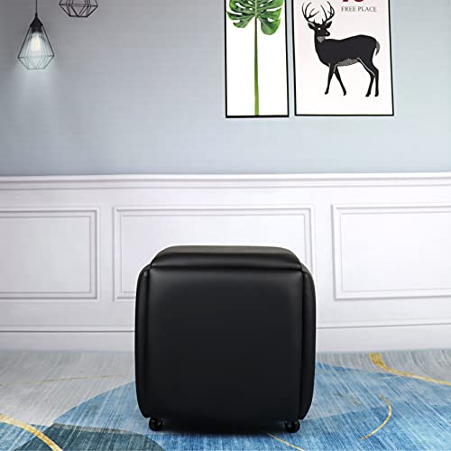 Leather Nesting Ottoman Cube Chair with Wheels P752
