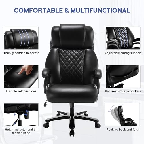 Black Ergonomic Leather High Back Office Chair S464007