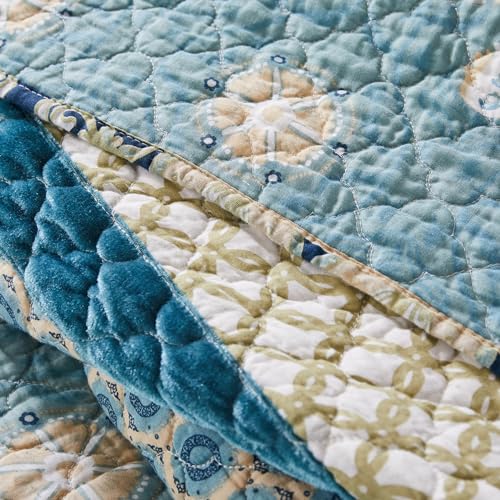 3-Piece Full/Queen Blue Quilted Bedding Set T321